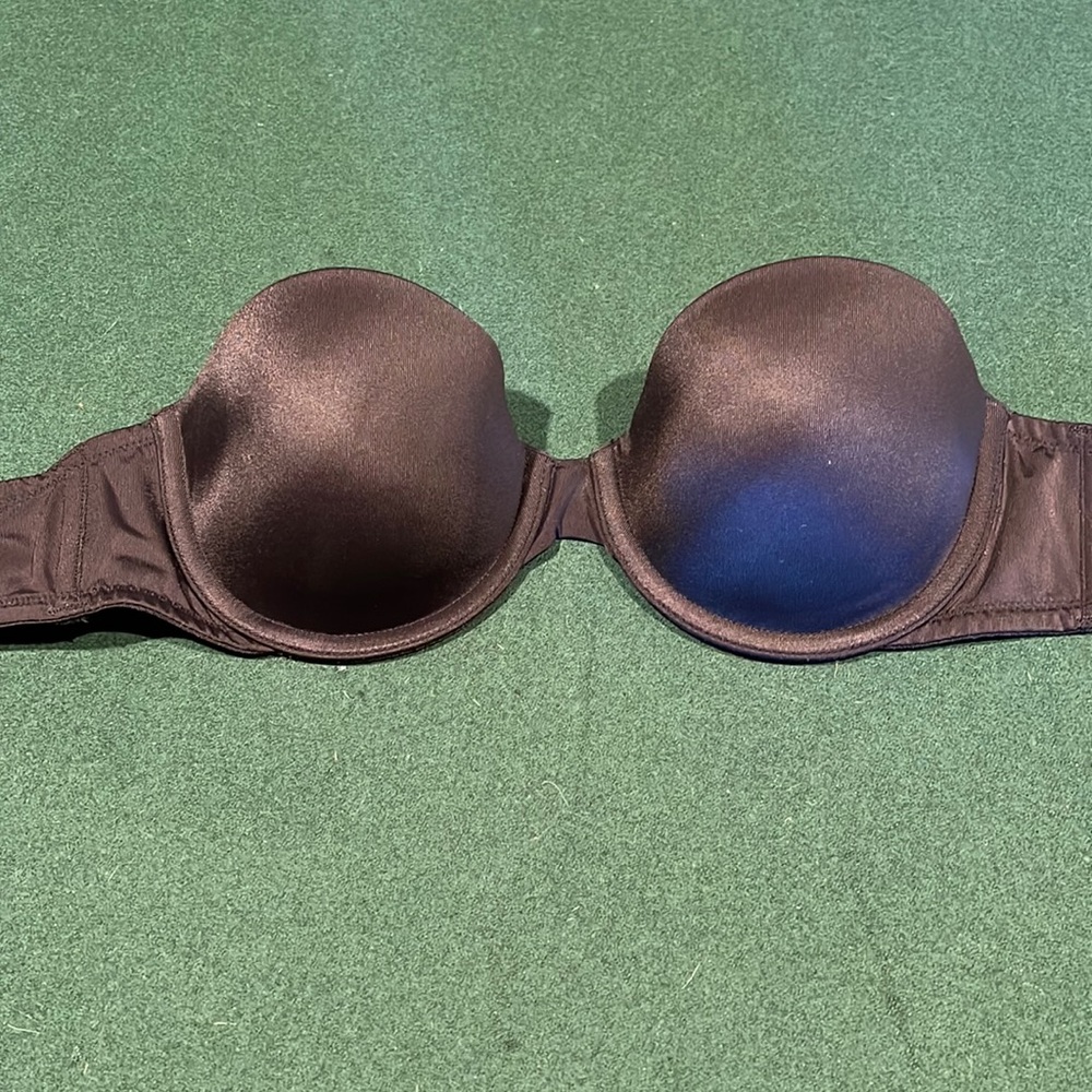 VICTORIAS SECRET "PINK" Black STRAPLESS BRA SZ 34B